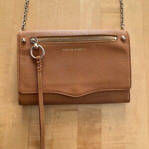 Rebecca Minkoff Gabby Crossbody Bag Wallet Leather Purse Chain Strap Tan Glow